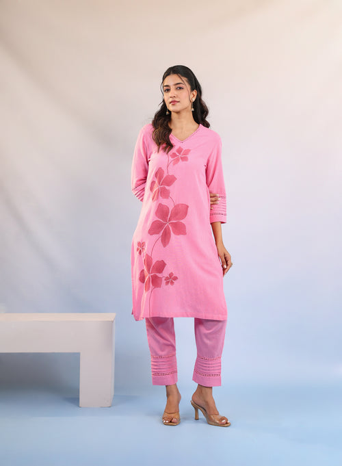 Blush Petal Embroidered Kurta Co-ord Set