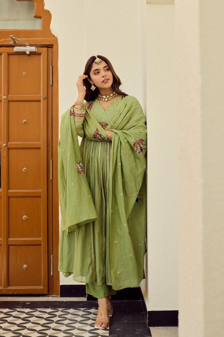 Meadow Grace Embroidered Anarkali Suit Set