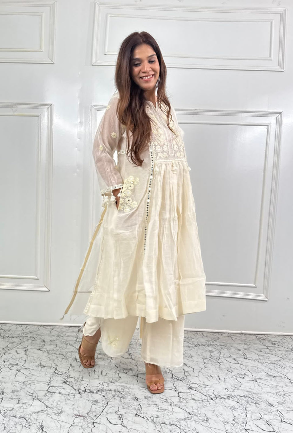 Ivory Noor Embroidered suit Set