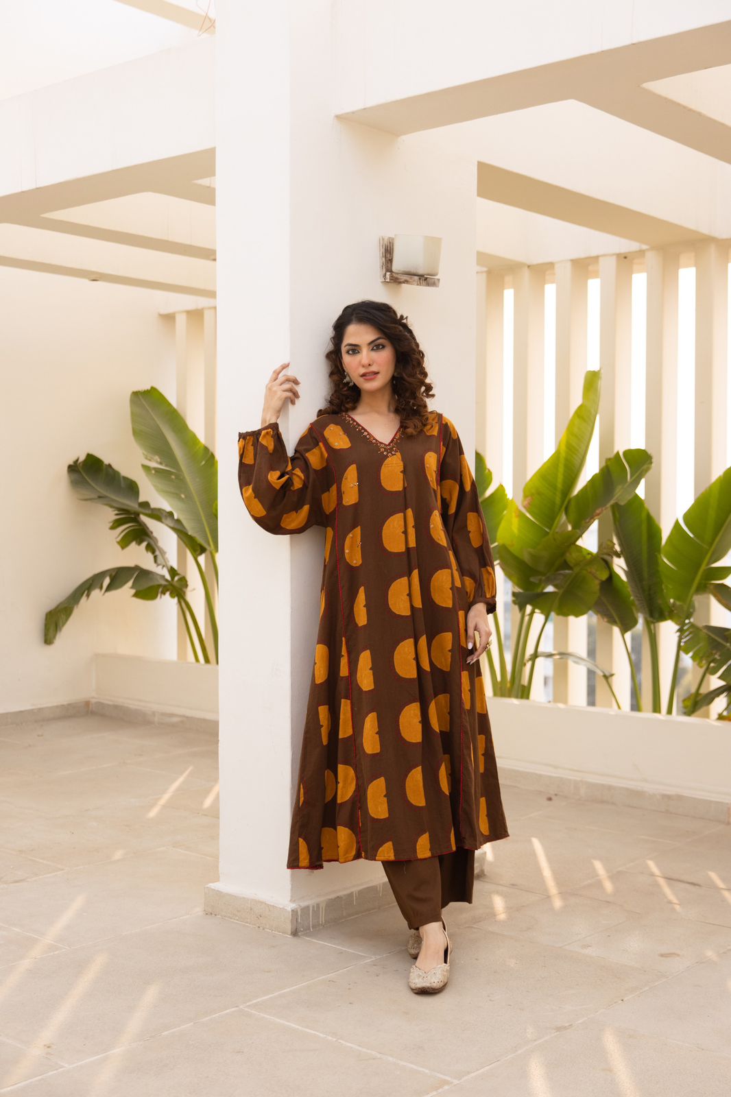 Rust Moon Printed Kurta Set