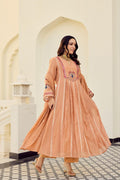 Peach Royale Embroidered Anarkali Suit Set
