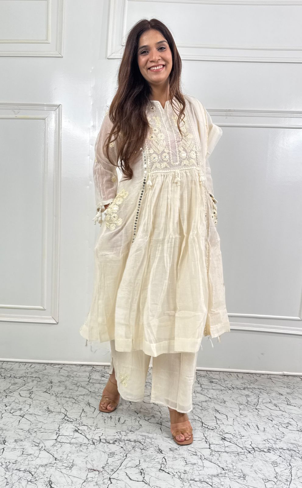 Ivory Noor Embroidered suit Set